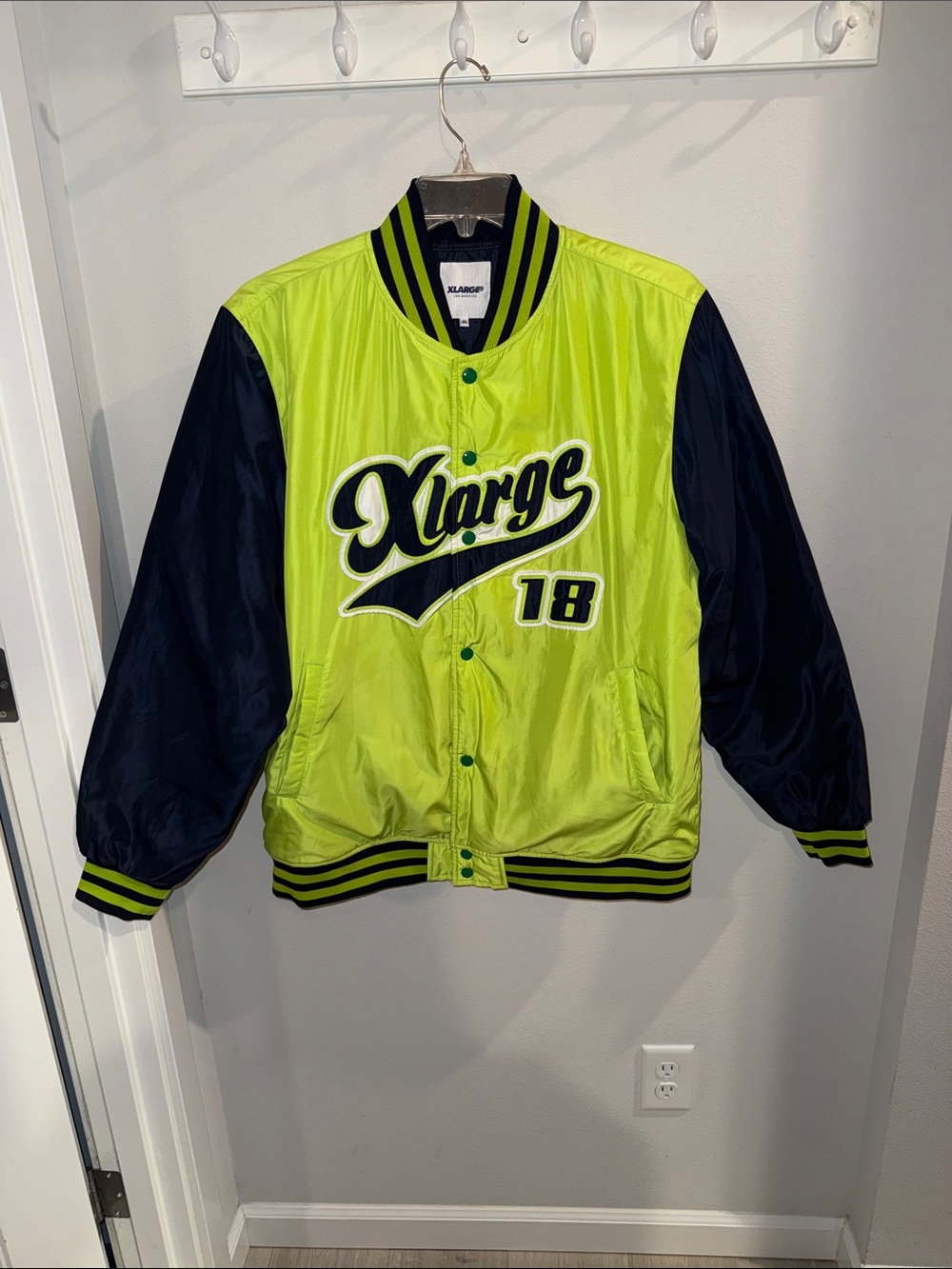 XLARGE LA Neon Green & Navy Varsity Jacket